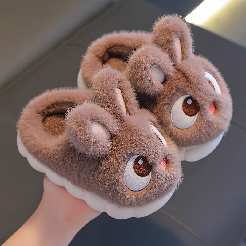 Children's Winter Cotton Slippers | Warm Rabbit Ear Indoor Shoes