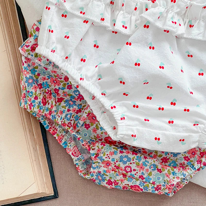 Summer Baby Girls Clothing Set | Floral Puff Sleeve Outfit