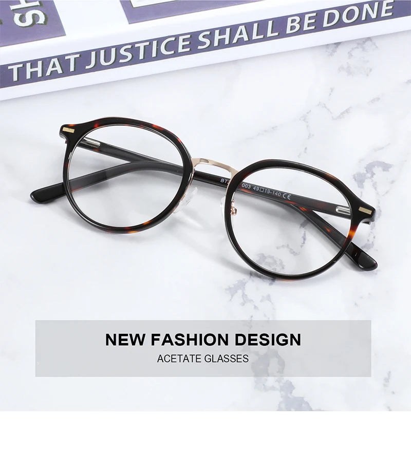 Stylish Round Acetate Prescription Glasses for Women | Anti Blue Light