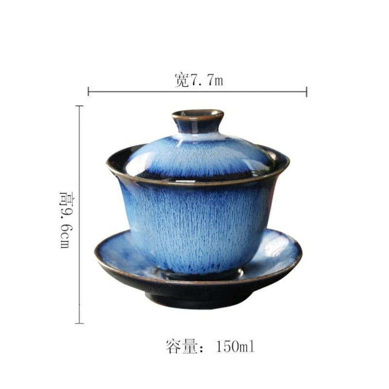 Elegante Juego de Té Kungfu Gaiwan de Cerámica Vintage | Perfecto para Ceremonia
