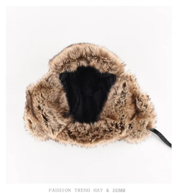 Plus Size Faux Fur Bomber Hat | Winter Windproof Trapper Cap