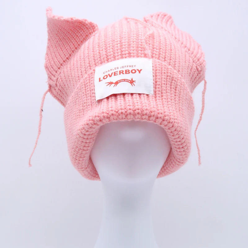 Unisex Long Fox Ears Knitted Beanie | Y2K Bunny Rabbit Hat