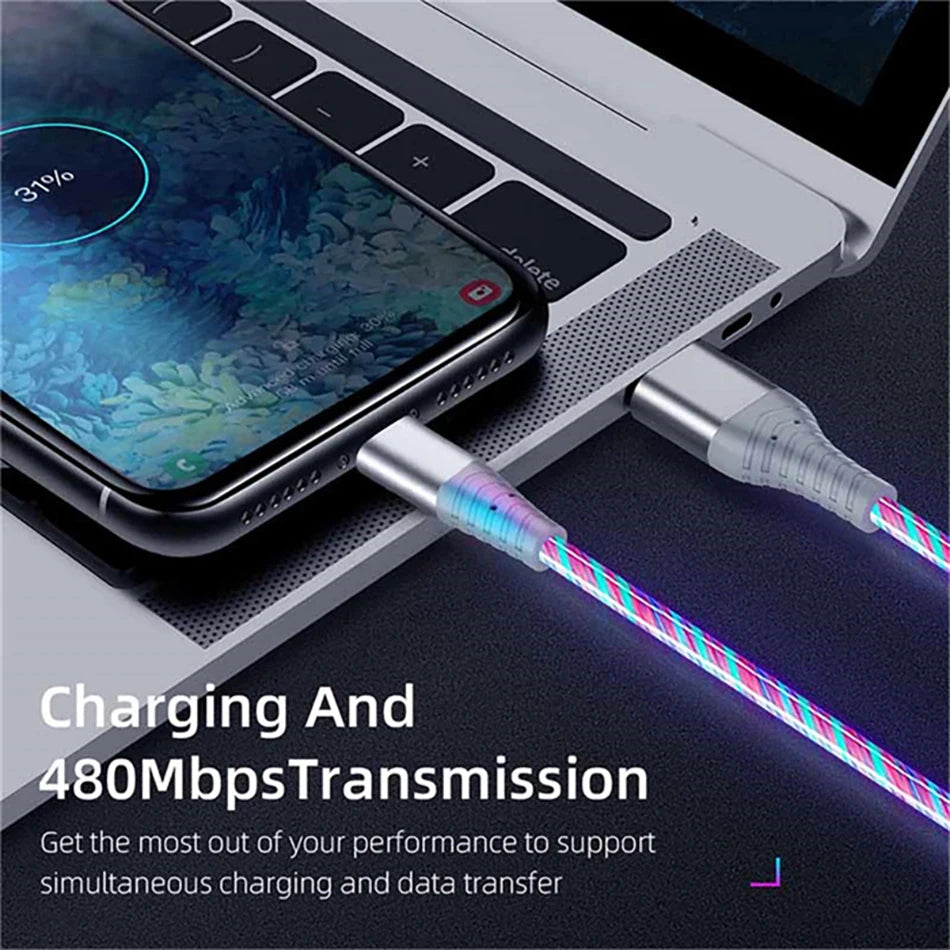 6A Fast Charging Glowing Micro USB & Type C Cable