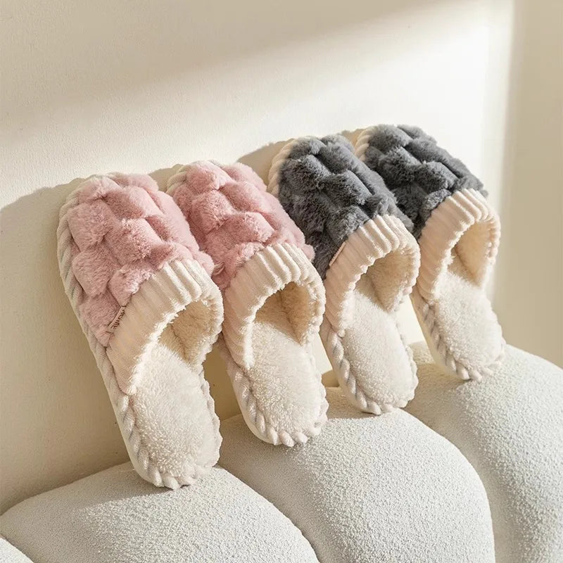 Cozy Warm Plush Cotton Slippers | Anti-Slip Indoor Footwear