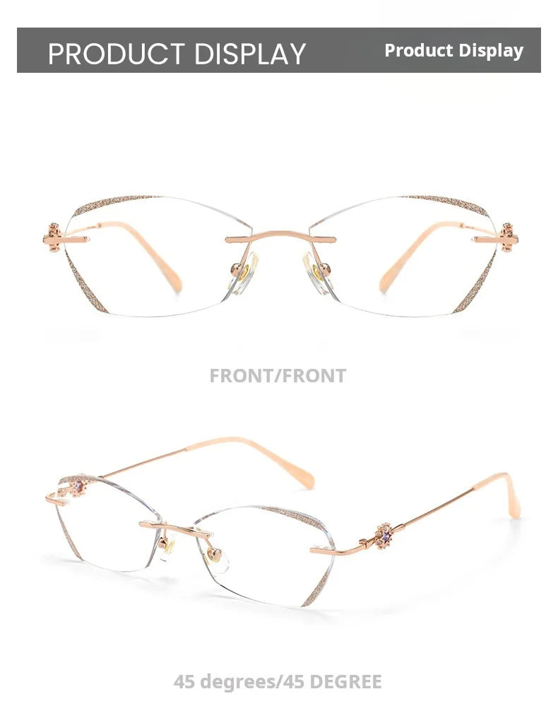 Stylish Rimless Cat's Eye Glasses | Anti Blue Light Prescription Eyewear