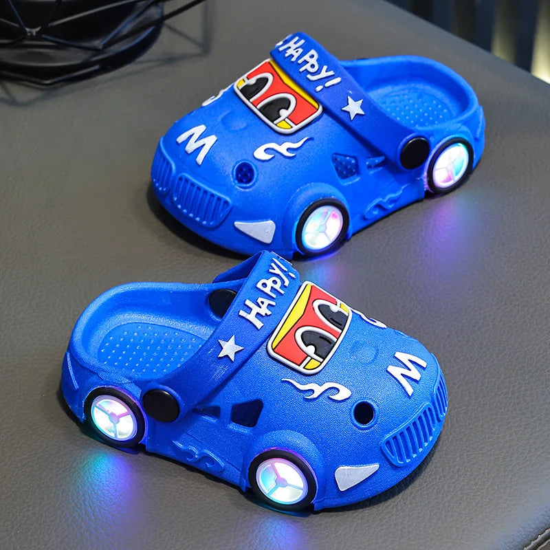 Children's Car Shaped Light Up Slippers | Fun Summer Footwear