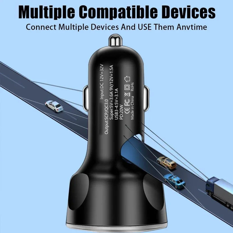 6 in 1 USB C Car Charger Adapter for Fast Charging on the Go