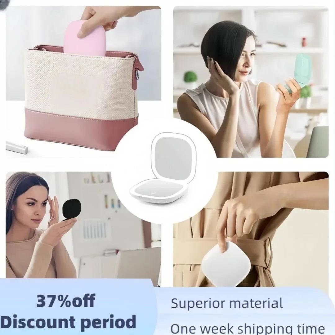 Portable LED Travel Makeup Mirror | Double-Sided & Compact