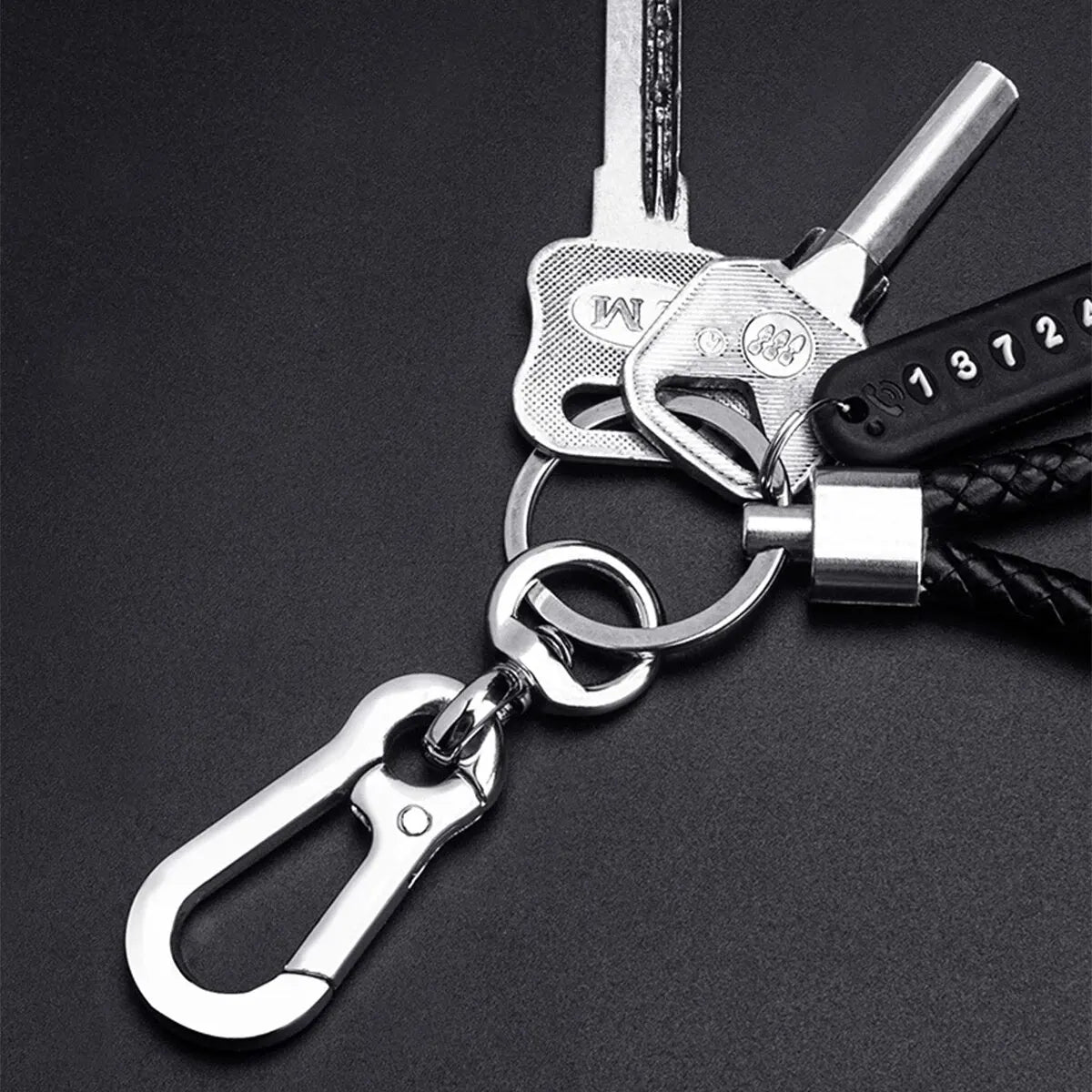 Trendy DIY Mobile Phone Number Plate Pendant Keychain for Men