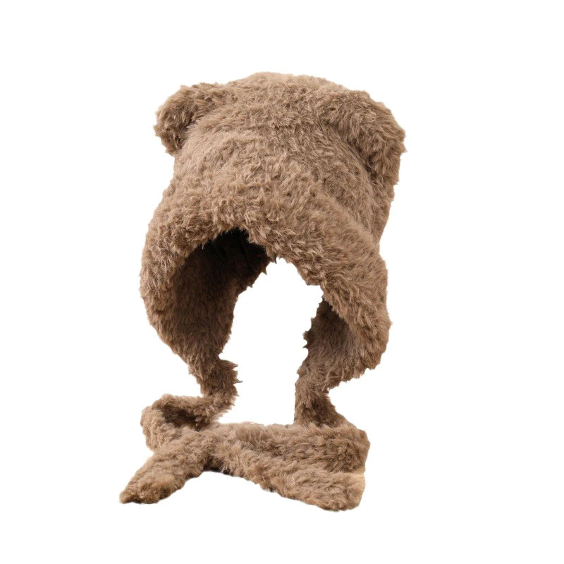 Women's Cute Bear Ears Plush Winter Hat | Stylish and Warm Beanie