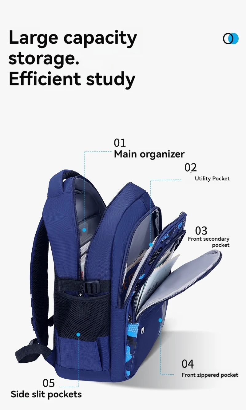 Lightweight Boys Schoolbag for Grades 1-6 | Large Capacity Kids Bag