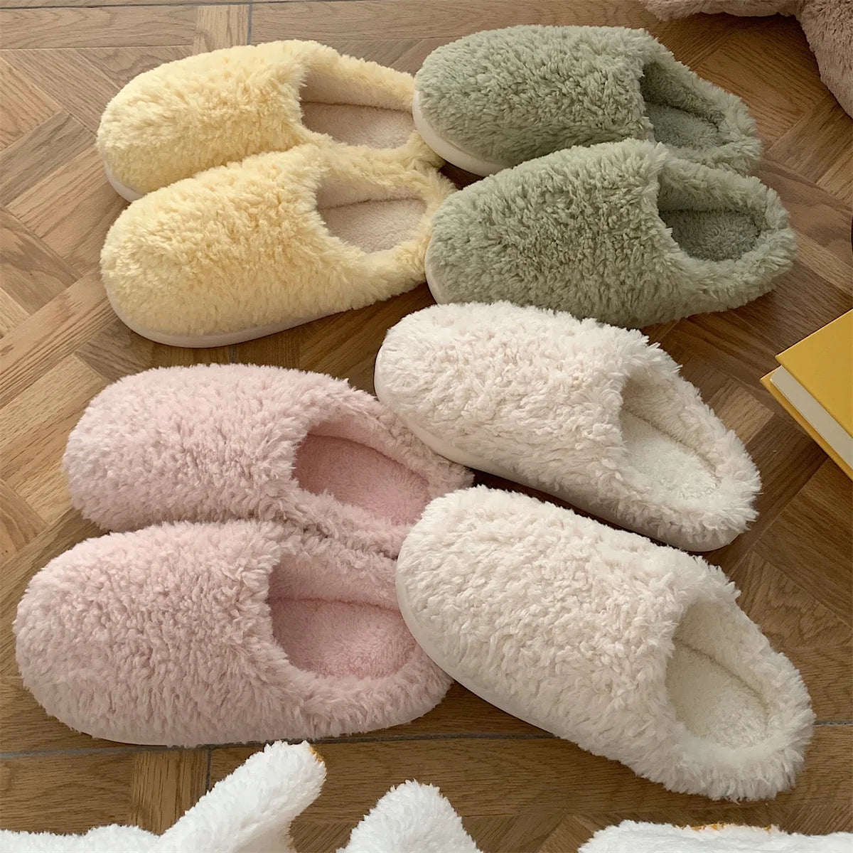 Cute Cartoon Plush Cotton Slippers for Women | Warm & Cozy