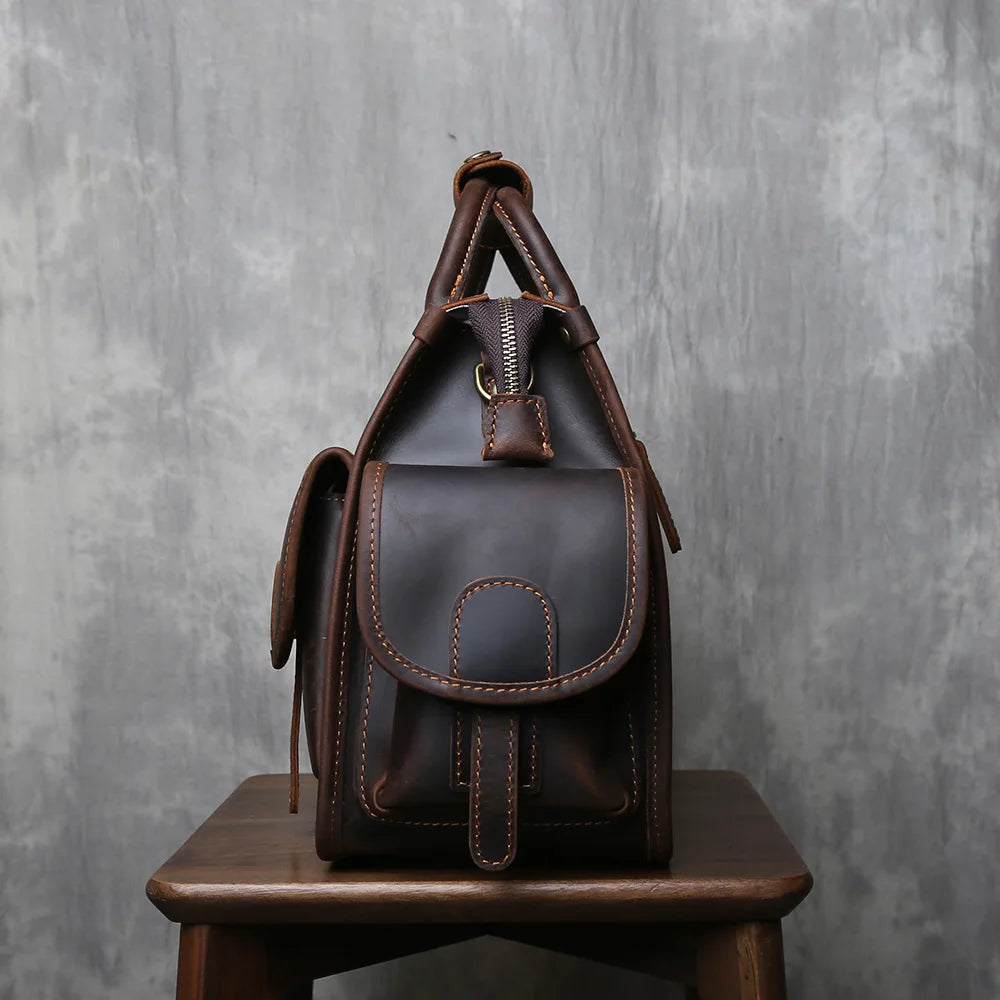 Genuine Leather Retro Men's Handbag | Large Capacity Crossbody Bag