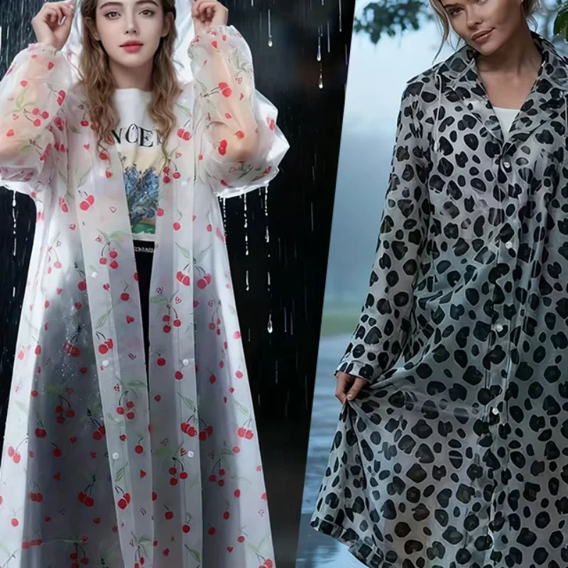 Lightweight Leopard Print Rain Poncho | Windproof & Packable