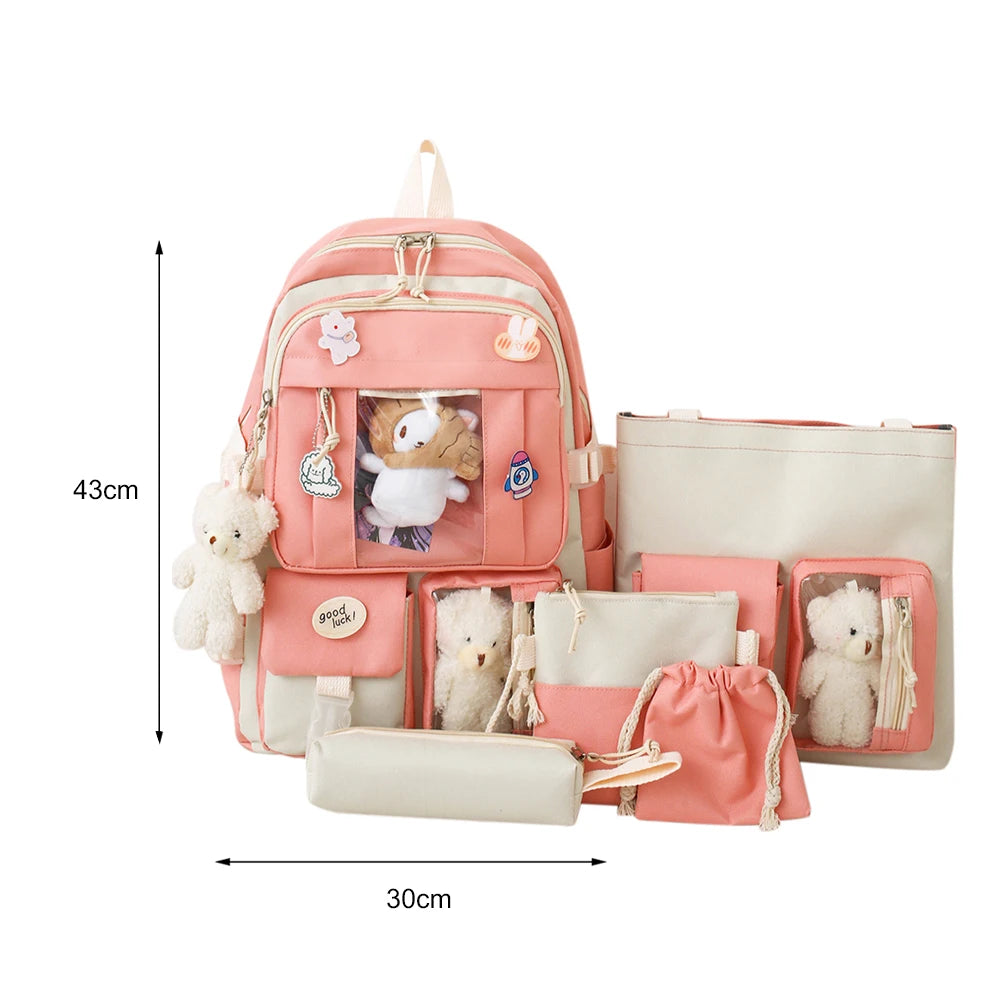 Kawaii Cute Backpack for Girls | Multi-Pockets School Bag