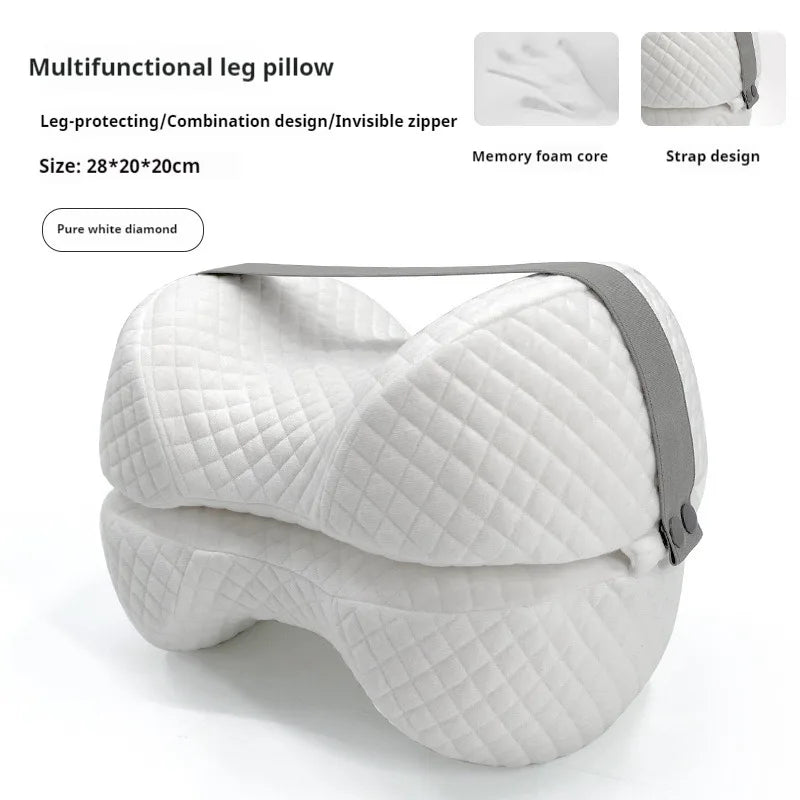 Contoured Leg Knee Pillow for Sleeping Cooling Memory Foam Leg Pillow for Sciatica Back Knee Joint Pain Help Spine Alignment