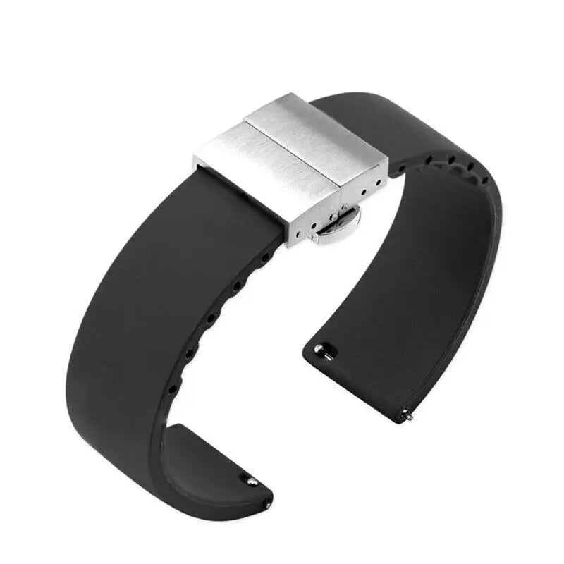 Soft Silicone Quick Release Watchband with Butterfly Buckle