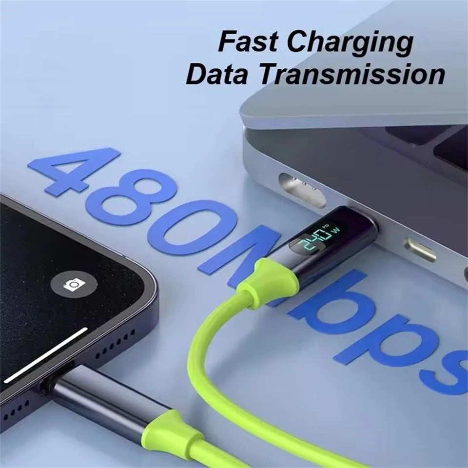100W USB Type C Cable | Fast Charging Data Cord with LED Display