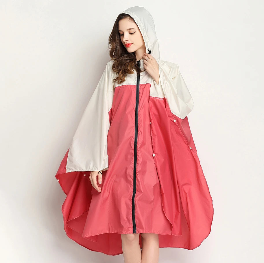 Plus-Size Lightweight Color-Blocked Raincoat | Ideal for Outdoors