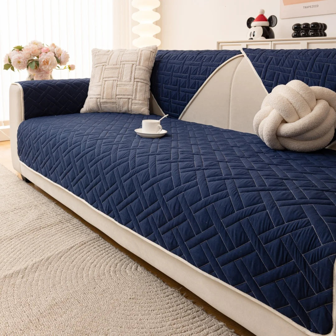 Geometric Quilted Non-Slip Sofa Cover | Universal Fit & All-Season