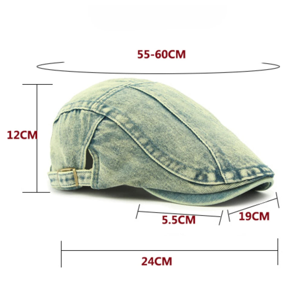 Unisex Adjustable Denim Beret Hat | Stylish Artist Cap