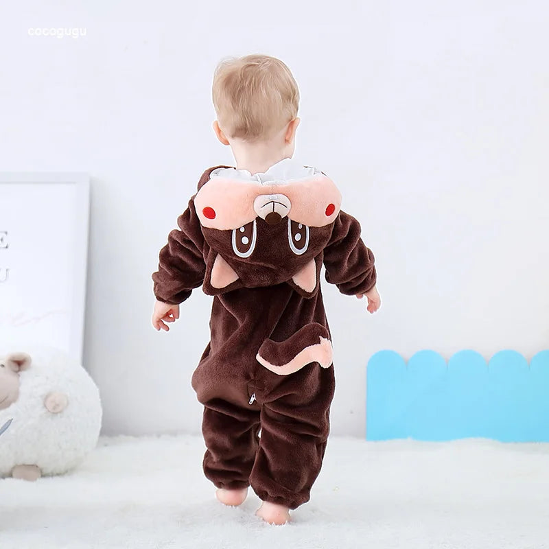 Cute Flannel Baby Romper | Cozy Hooded Pajama for Newborns
