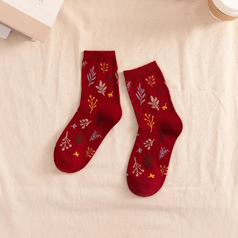 Cotton Embroidery Print Socks for Women | Vintage Harajuku Style