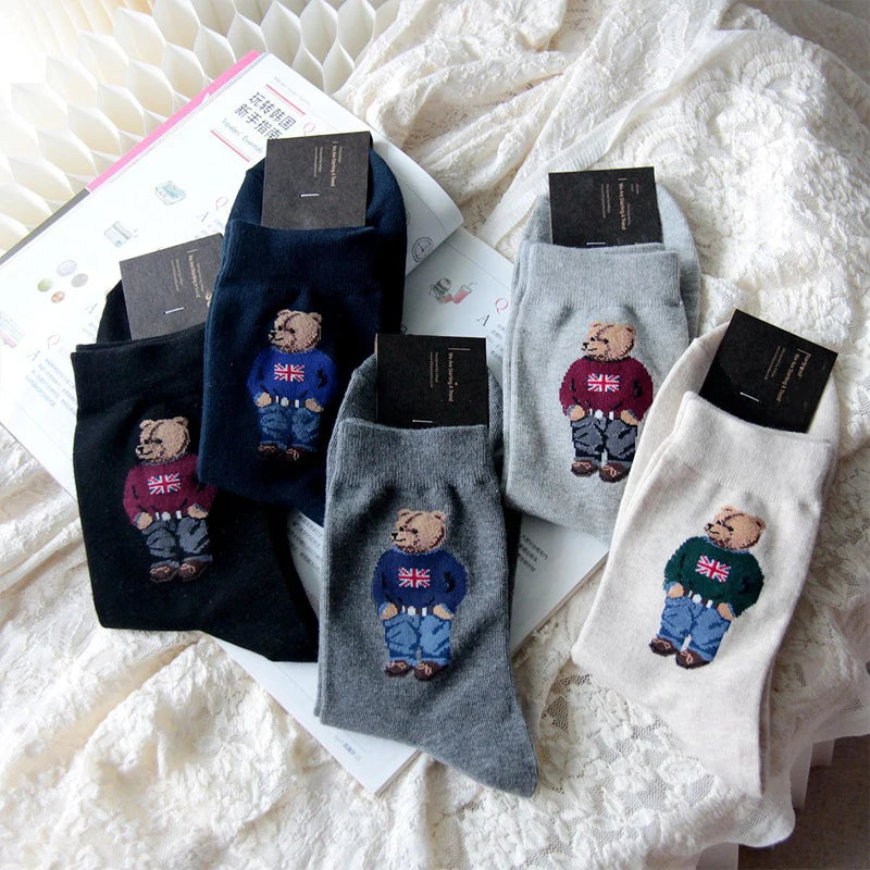 Men's Cartoon Bear Socks | Fun & Breathable Skateboard Socks