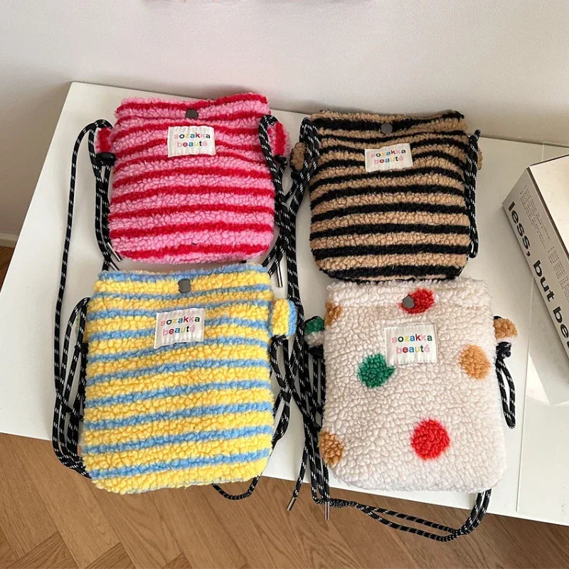 Cute Plush Dot Crossbody Bags for Women | Portable Shoulder Bag