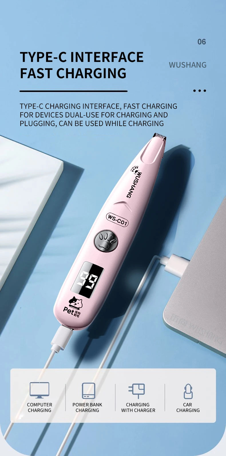 Electric Dog Groomer Trimmer | Low Noise LED Pet Hair Clipper