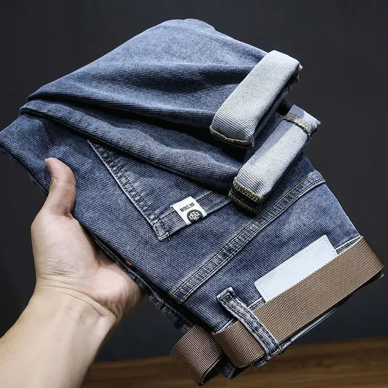 Trendy Men's Cropped Jeans | Casual Loose Fit Denim Pants