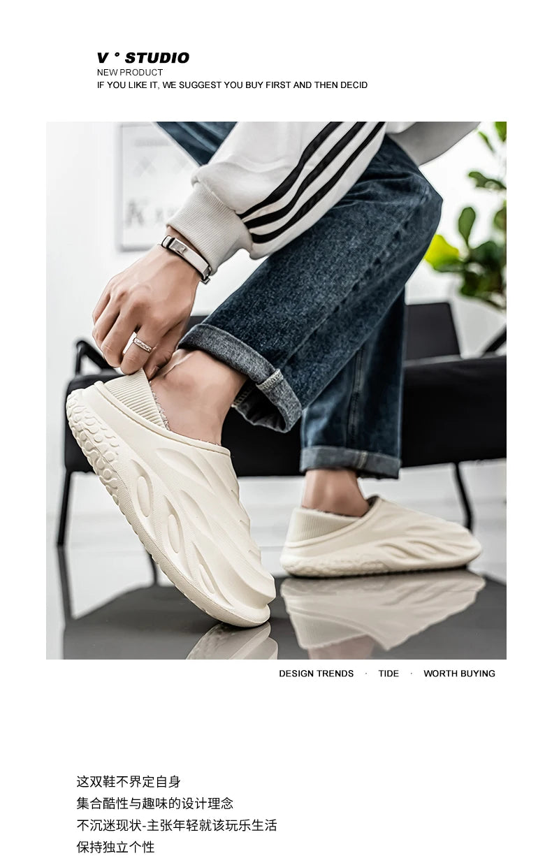 Men’s Velvet-Lined Winter Slippers | Cozy Non-Slip House Shoes