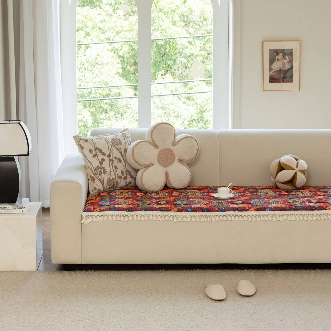 Boho Pattern Quilting Sofa Pad | Anti-Slip Multi-Use Cover