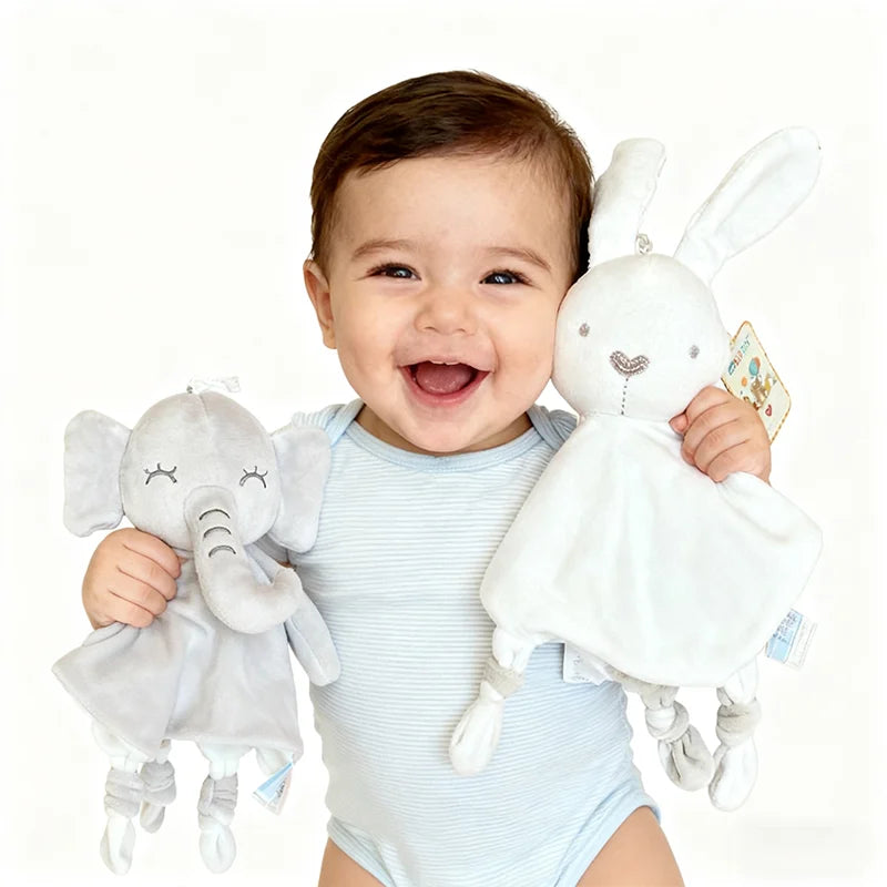 Cute Elephant Plush Teether Rattle for Newborns | Soft Blanket Toy