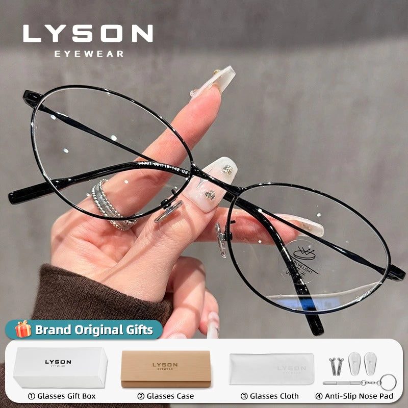 Oval Metal Anti Blue Light Glasses for Women | Stylish Progressive Eyewear