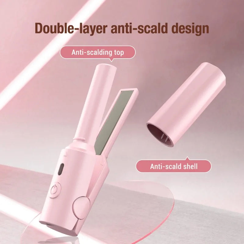 Portable Mini Hair Straightener & Curling Iron | Dual-Use Tool