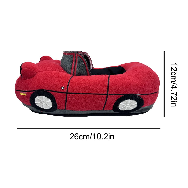 Fun Red Car Plush Slippers | Cozy Vehicle Shape House Shoes