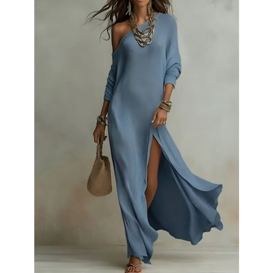 Elegant Long-Sleeved Knitted Dress | Summer Style for Women