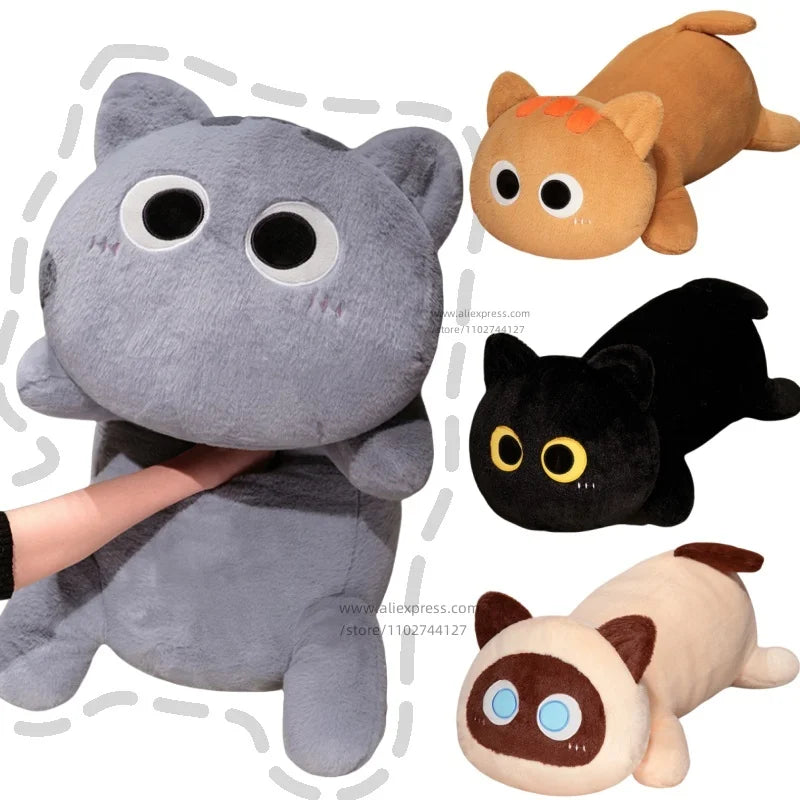 Big Long Lying Black Cat Plushie | Cozy Cushion Pillow