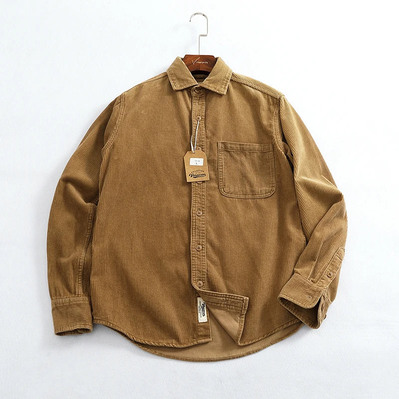 Men's Chunky Corduroy Long Sleeve Shirt | Stylish Autumn Essential