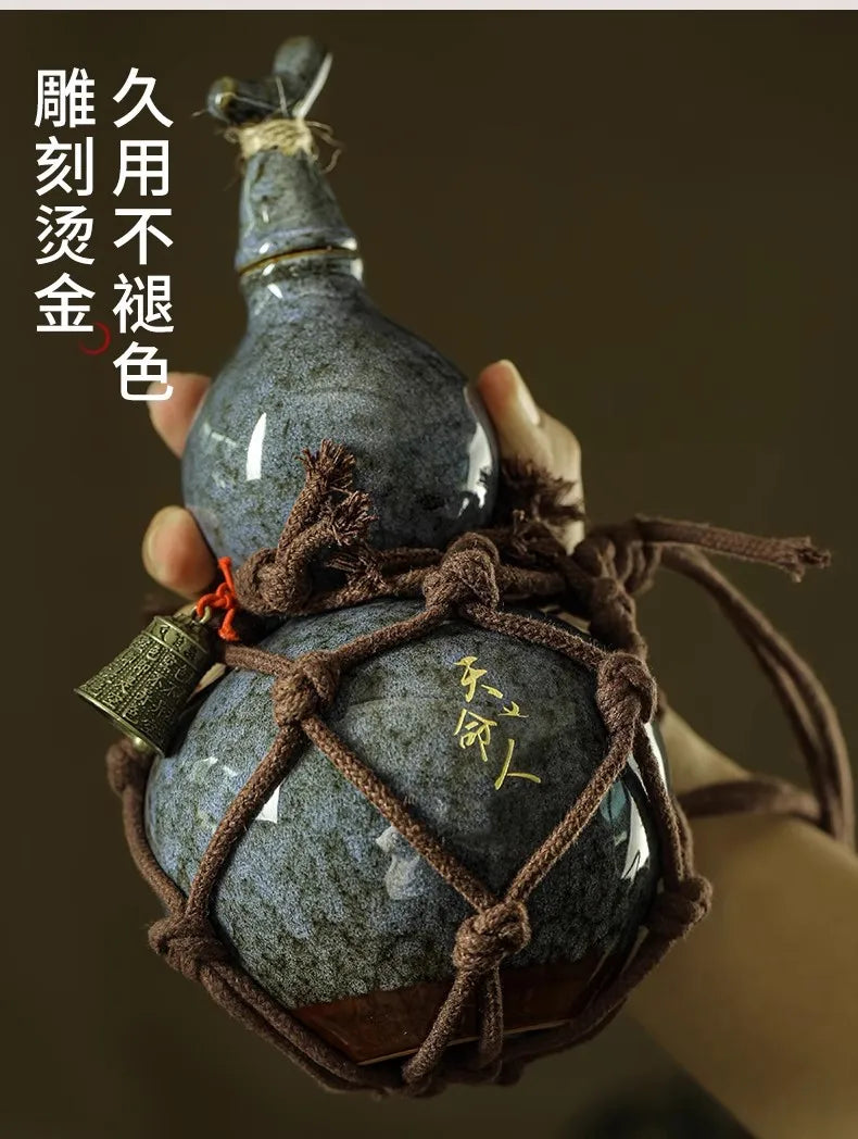 Portable Ancient Style Wine Gourd Set | Eco-Friendly Wine Tool