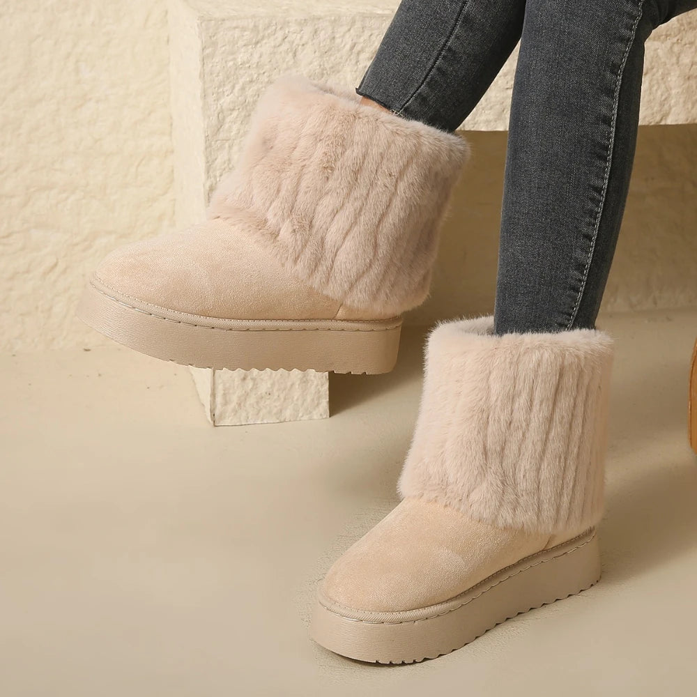 Men's Korean Style Fleece Snow Boots | Warm Plush Mid-Calf Winter Loafers