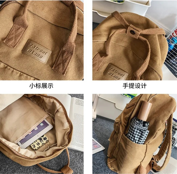 Large Capacity Vintage Canvas Backpack | Stylish Travel Knapsack