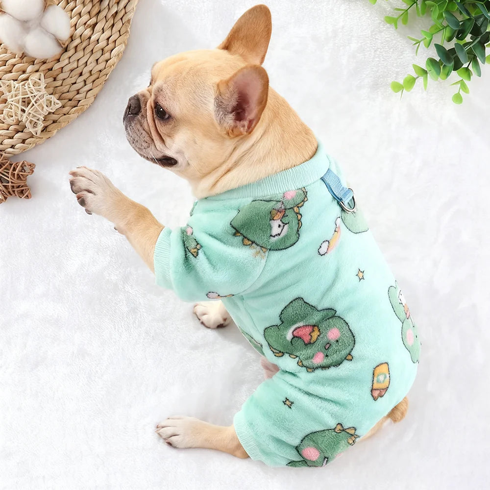 Winter Warm Fleece Dog Jumpsuit | Cozy Pajamas for Small Dogs