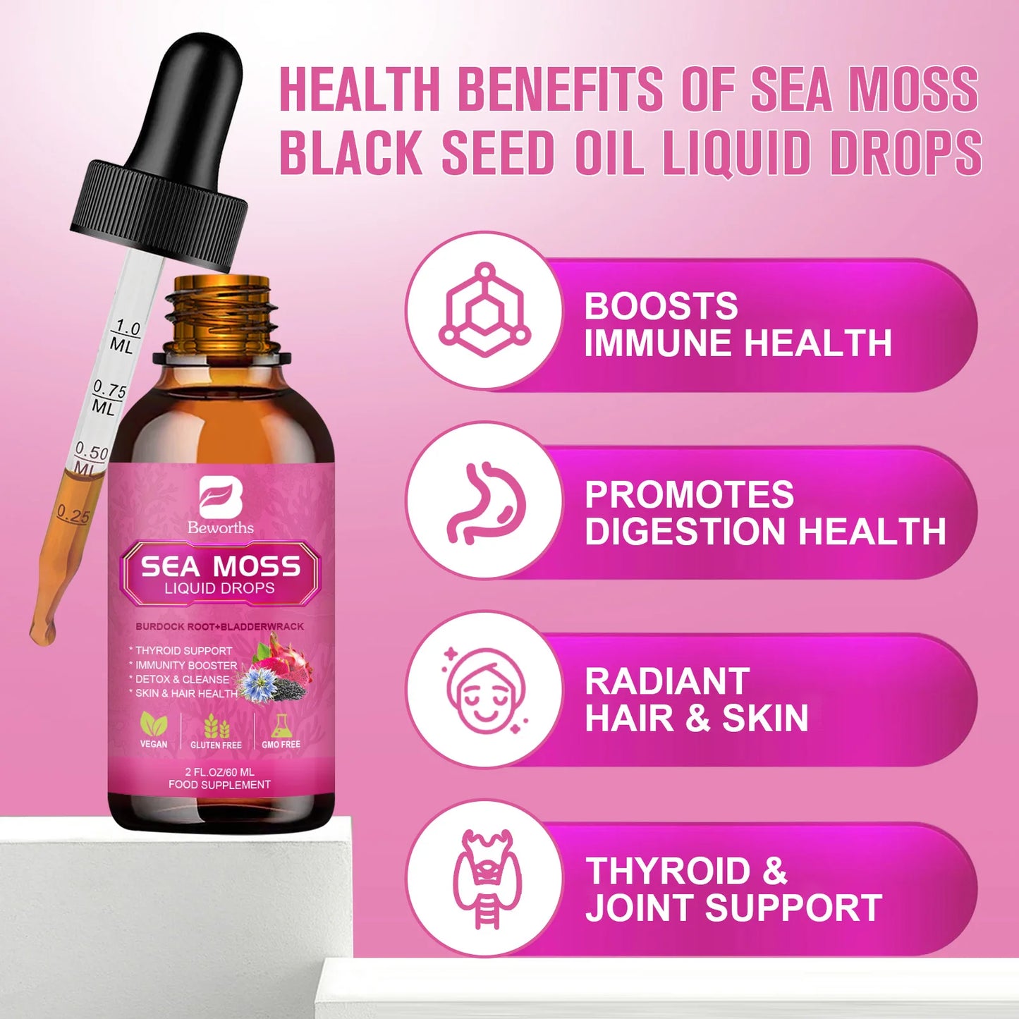Organic Sea Moss Liquid Drops | Enhance Immunity & Vitality
