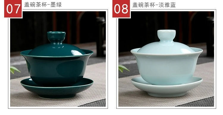 Handmade Ceramic Porcelain Gaiwan Teaware Set | Perfect for Kung Fu Tea