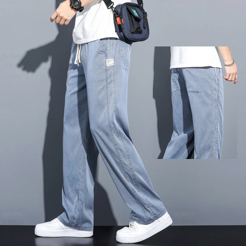 Men's Summer Loose Fit Soft Lyocell Jeans | Casual Comfort Trousers