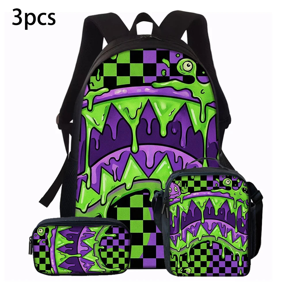 Trendy Shark Graphic Backpack Set | Ideal for School Adventures