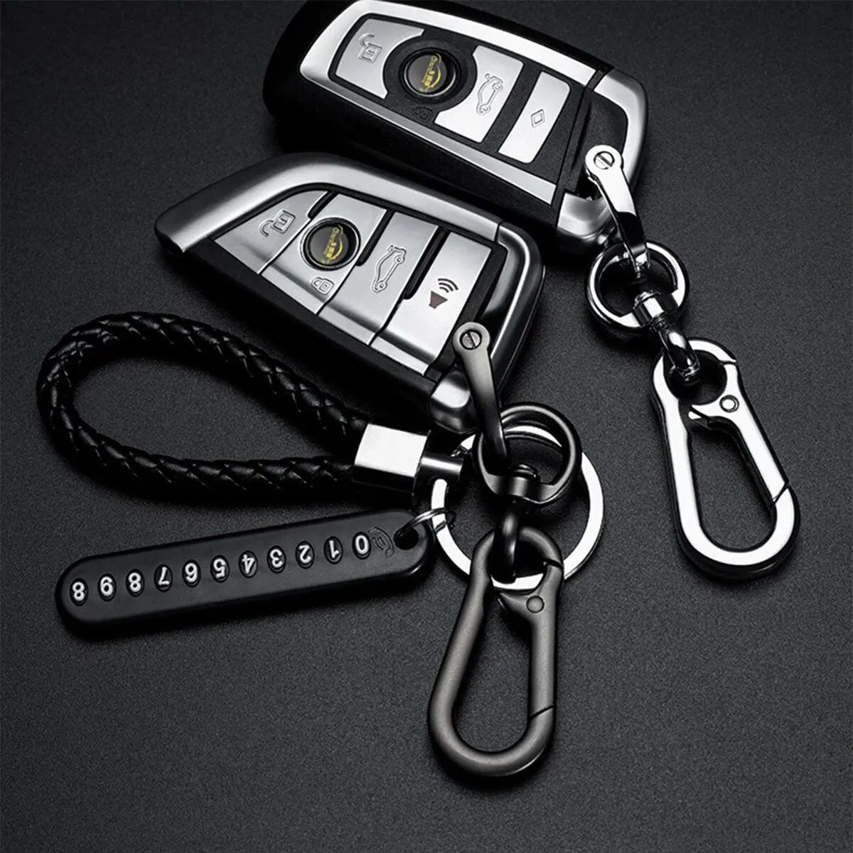 Trendy DIY Mobile Phone Number Plate Pendant Keychain for Men