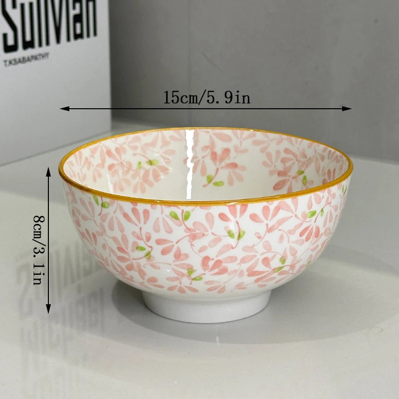 6-Inch Large Capacity Ceramic Bowl | Floral Design for All Meals